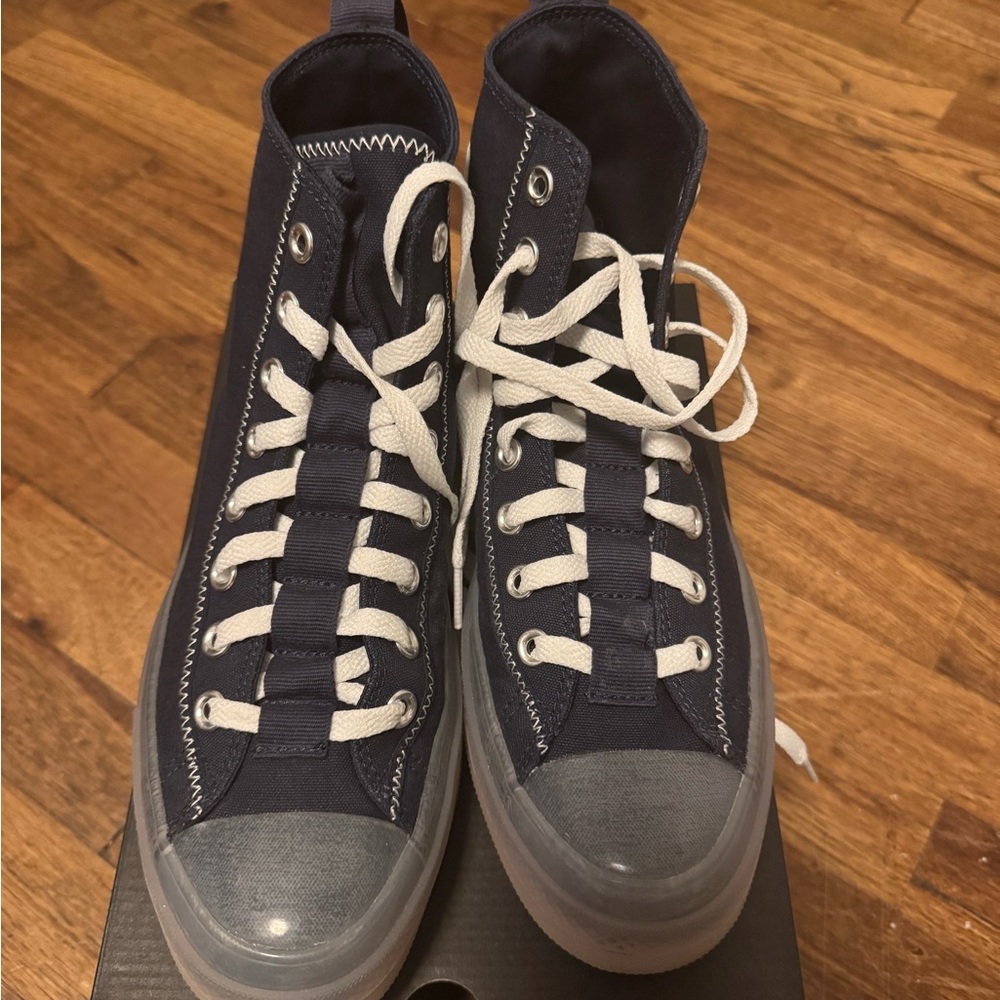 Converse Navy and Gray High-Top Sneakers